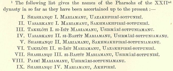 252.jpg Table of Pharaohs Of the Xxiith Dynasty 
